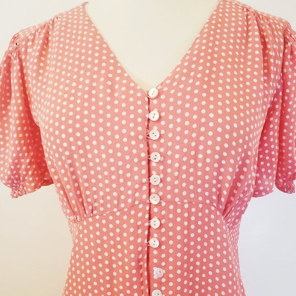 Pomodoro Coral Polka Dot Dress - Picture 5 of 13